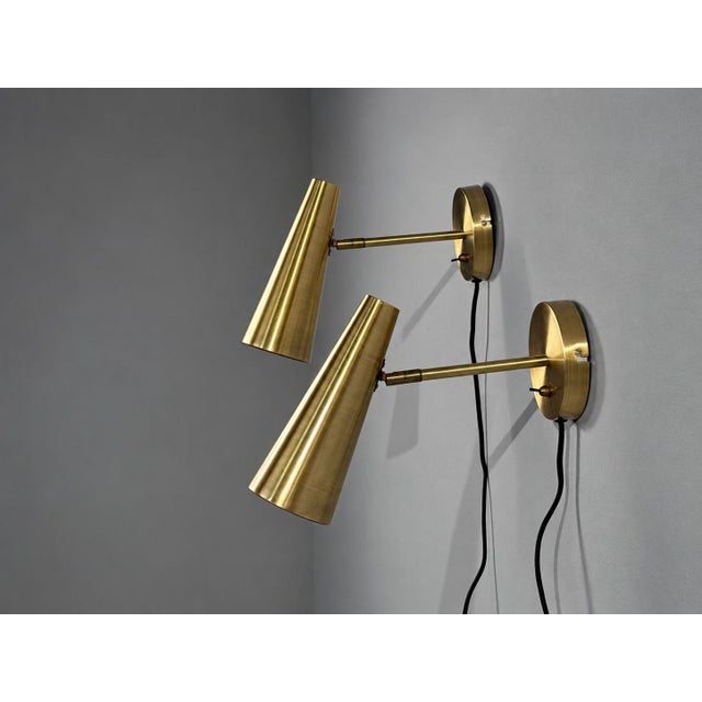 Mid-Century Modern Markslöjd, Swedish Modern, Wall Lights, Brass - Pair For Sale - Image 4 of 10