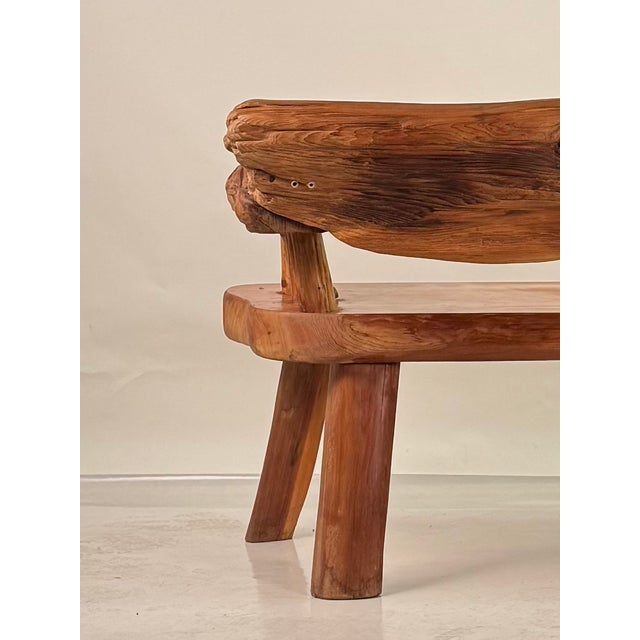 Brown Late 20th Century Sculptural Rustic Knotted Hardwood Bench For Sale - Image 8 of 12
