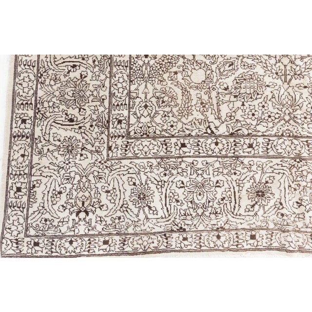 Doris Leslie Blau Tabriz Antique Floral Allover Light Beige Carpet - c. 1930 For Sale In New York - Image 6 of 9