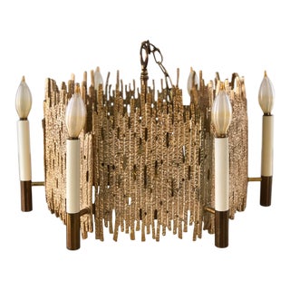 1970s Brutalist Style Metal Chandelier For Sale