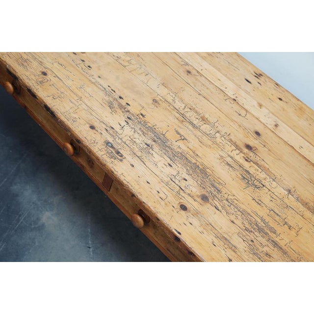 19th Century Antique English Light Pine Farmhouse Dining Table For Sale - Image 5 of 18