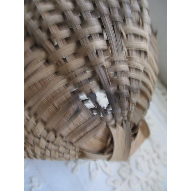 Wood Antique Primitive Miniature Woven Gathering Basket 5" X 5" For Sale - Image 7 of 8