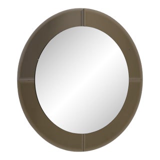 Karl Springer Saturn Mirror With Bronzed Mirror Border For Sale