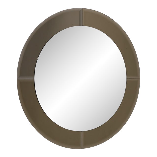Karl Springer Saturn Mirror With Bronzed Mirror Border For Sale