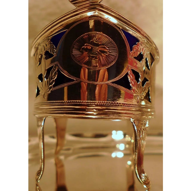 George III Reticulated Sterling Silver Salt Cellars by Peter & Ann Bateman, London, With Latter Spoons and Oval Service Tray - 5 Pieces For Sale - Image 4 of 11