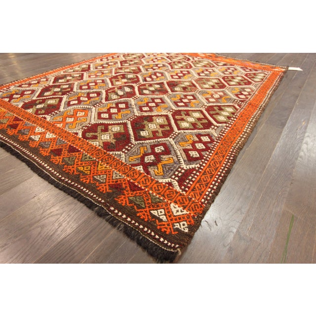 Traditional Vintage Sumac Wool Rug For Sale - Image 3 of 5
