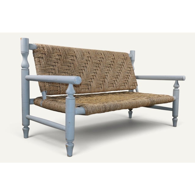 Vintage Bench in Braided Rope and Painted Wood, 1950s For Sale - Image 14 of 18