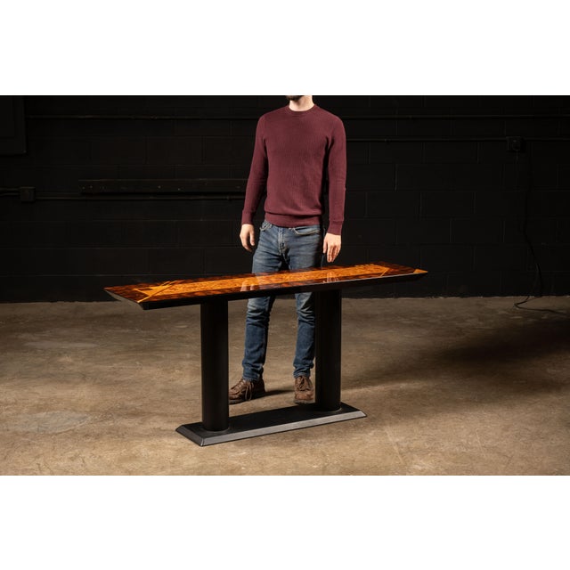 Vintage Italian console table designed by Oscar Dell’Arredamento for Miniforms of Meolo, Italy. The rectangular top...