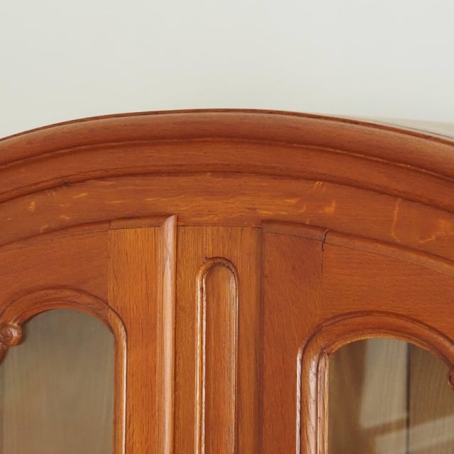 French Style Oak Display Cabinet with Glass Front For Sale - Image 10 of 12