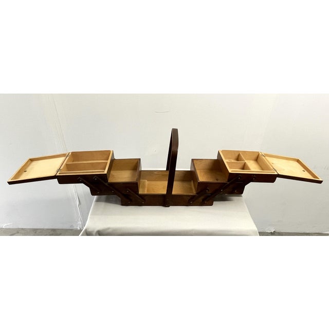 Vintage Accordion Sewing Box For Sale - Image 9 of 11