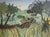 Reaching For the Sun by Andrada Trapnell | Oil on board Monkeys in a lush landscape under the sun For Sale