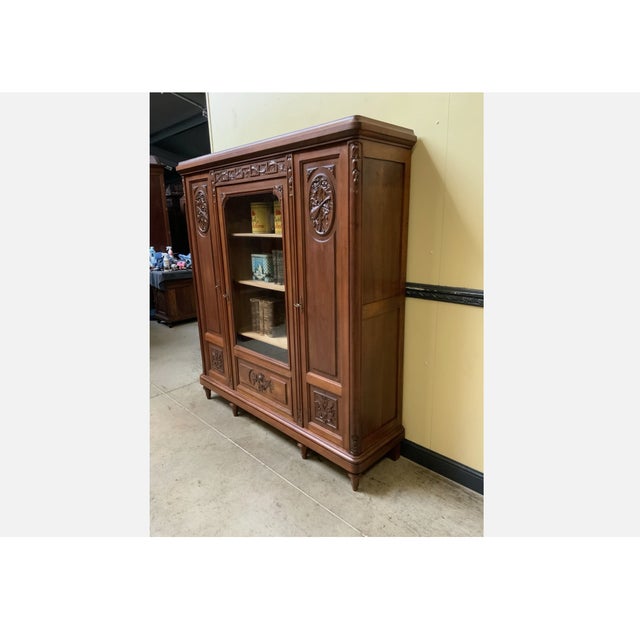 Wood Antique Art Nouveau Walnut Bookcase, 1910 For Sale - Image 7 of 12