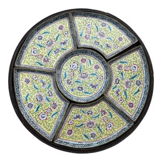 Antique Chinese Hand-Painted Enameled Sweetmeat Tray For Sale