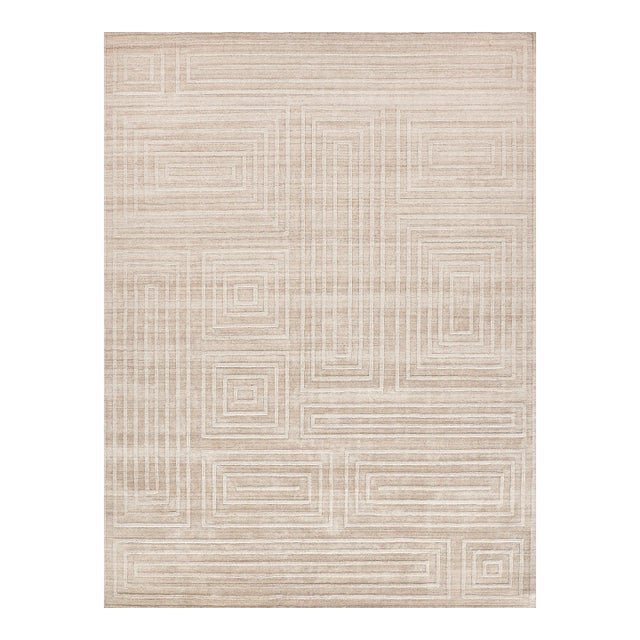 Exquisite Rugs Castelli Handmade Bamboo Silk & Cotton Beige Rug-10'X14' For Sale
