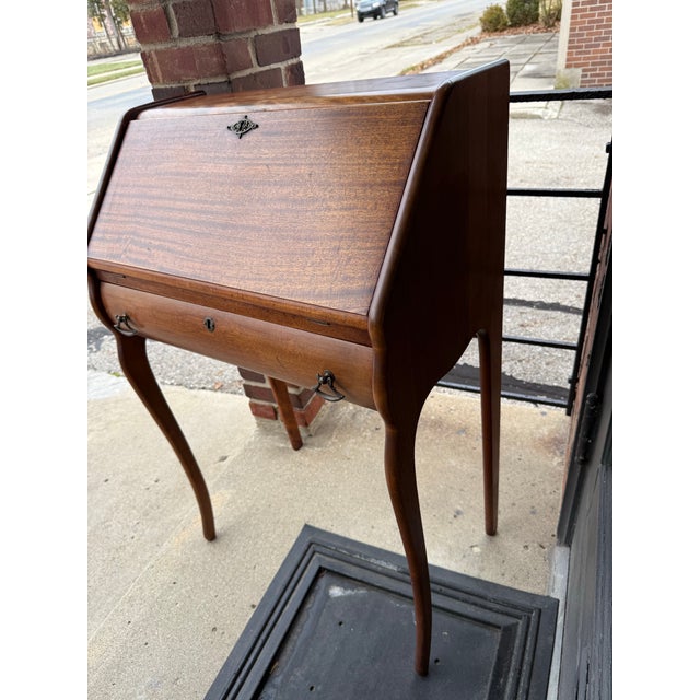 Antique Slant/ Drop Front Secretary Desk With Locking Drawer (Has Key) For Sale - Image 4 of 12