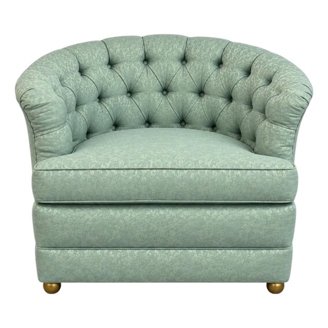 Mid-Century Modern Tufted Barrel Back Club Chair For Sale