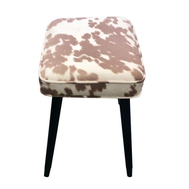 Mid-Century Modern 1950s Cowhide Mid Century Stool For Sale - Image 3 of 5