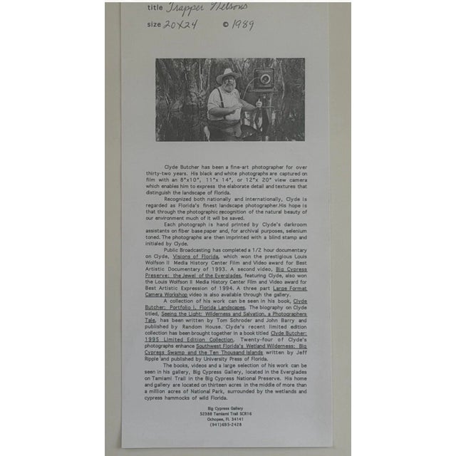 Wood Clyde Butcher Special Edition Photograph ‘Trapper Nelson’s’ Signed For Sale - Image 7 of 7