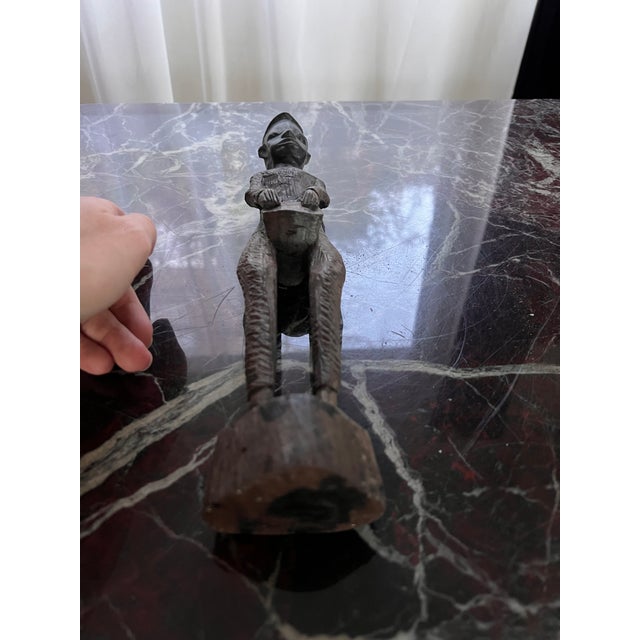 1970s African Hand Carved Man Sculpture For Sale - Image 4 of 7