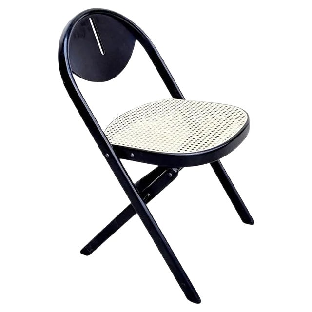 Mid-Century Folding Wooden Chair in the style of Achille Castiglioni, Italy, 1970s For Sale