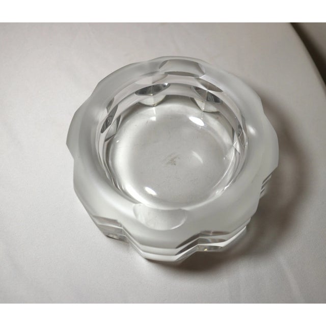 Transparent Heavy Vintage Frosted Art Glass Cut Crystal Signed Rosenthal Cigar Ashtray Tray For Sale - Image 8 of 11