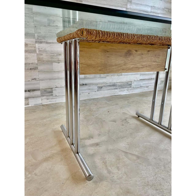 Metal 1960s Chrome With Woven Rush Dining Table For Sale - Image 7 of 13