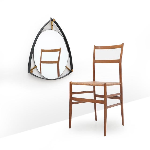 Vintage Mirror with Metal and Brass Frame, 1950s For Sale - Image 10 of 11