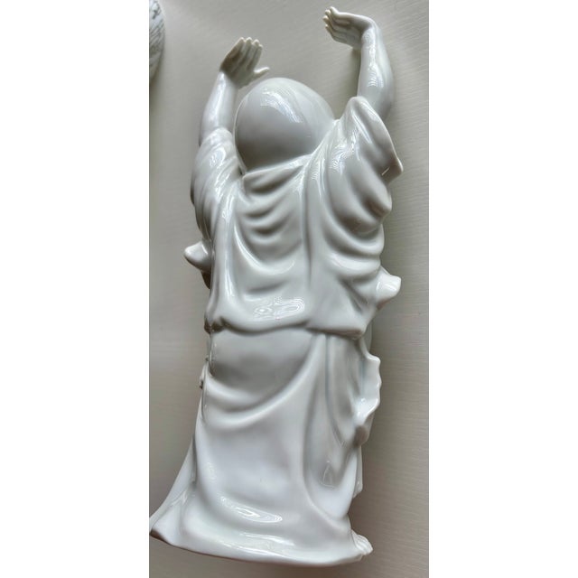 Ceramic Chinese White Porcelain Laughing Buddha Figurine Vintage For Sale - Image 7 of 10