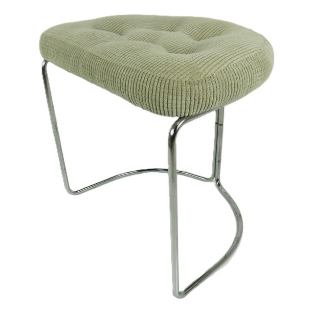 Vintage Chrome and Corduroy Vanity Stool For Sale