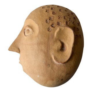 1950s David Gil Ceramic Abstract Face Sculpture Half for Bennington Pottery For Sale