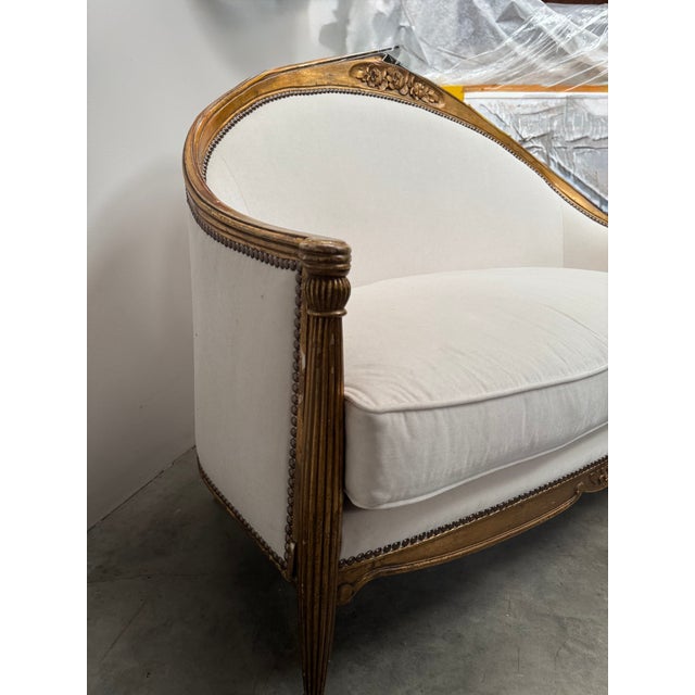 Ivory 1930s Gilt Canape Settee, Attributed to Paul Follot Art Deco For Sale - Image 8 of 15