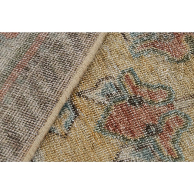 Textile Rug & Kilim’s Khotan Rug in Gold and Red With Geometric Patterns For Sale - Image 7 of 7