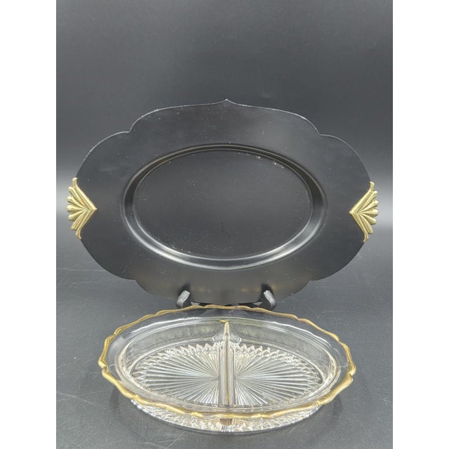 Metal Early 20th Century Art Deco Divided 2 Piece Relish Dish W/ Tray For Sale - Image 7 of 18