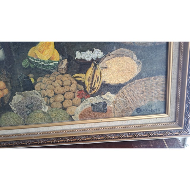 1967 Original Oilpainting African Women Selling in market.by Marion Campbell,Nesheim, Framed For Sale - Image 6 of 12