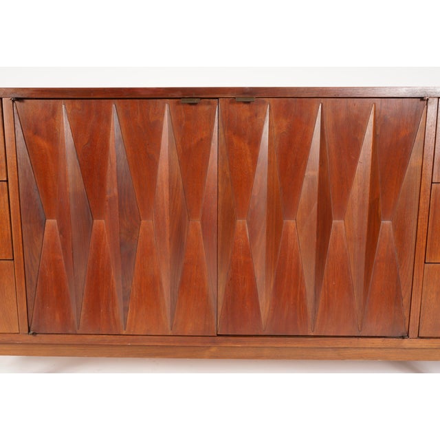 Brown 1960s American of Martinsville Harlequin Dresser Designed by Merton L. Gershun For Sale - Image 8 of 12