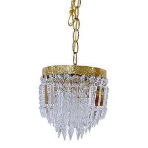 Mid 20th Century Italian Brass Upside Down Layered Cake Chandelier