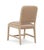 Cerused white oak dining chair with tan trapunto stitched leather seat back.