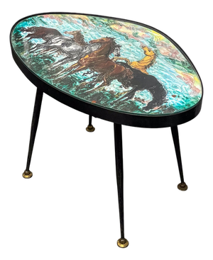 Mid-Century Italian Side Table with Horses