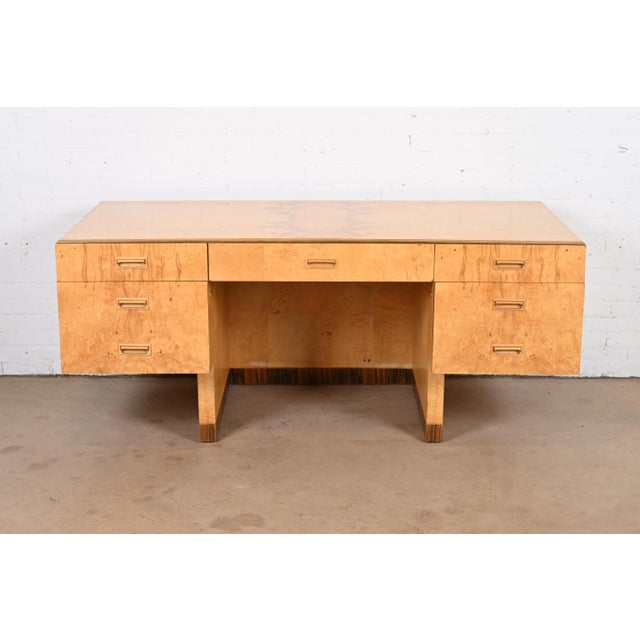 An exceptional Mid-Century Modern or Art Deco style executive writing desk In the manner of Milo Baughman By Henredon,...