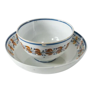 Antique English Soft Paste Porcelain Teacup & Saucer