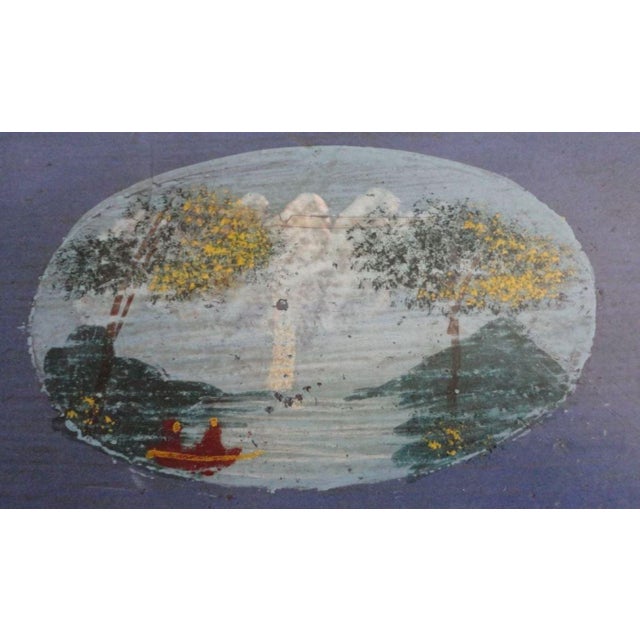 19th Century Original Blue Painted Small Oval Table For Sale - Image 4 of 7