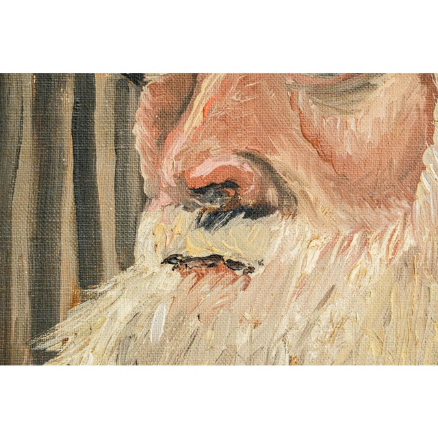 Textile Captivating Bearded Man With Hat Antique Oil Painting Rustic Home Decor For Sale - Image 7 of 15