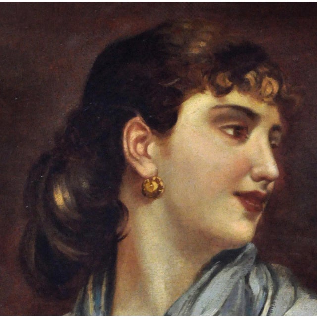 Lady with Blue Scarf, Neapolitan School, 2002, Oil on Canvas, Framed For Sale - Image 4 of 5