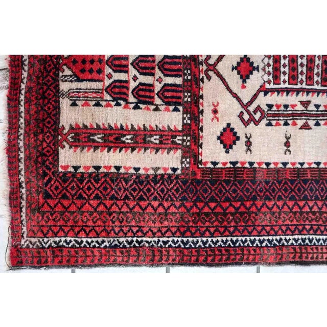 1910s Handmade Antique Afghan Baluch Prayer Rug 2.8' X 4.2' For Sale - Image 10 of 12