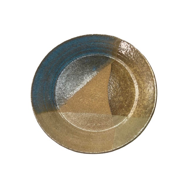 Vintage Mid Century Modern Studio Pottery Ceramic Plate Dish Glazed Geometric 1978 Signed Hoszti For Sale - Image 4 of 8