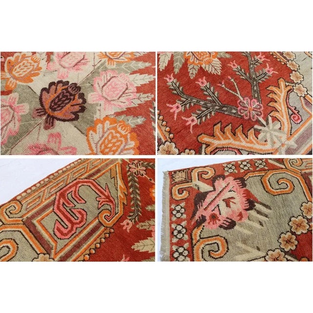 Hand Knotted Khotan Samarkand Rug, 1920s For Sale - Image 10 of 11