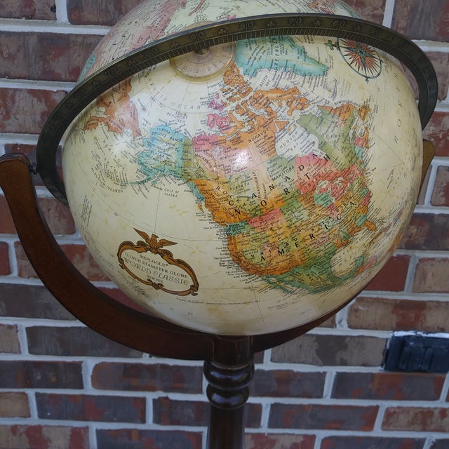 Mid Century Modern Replogle World Globe on Regency Mahogany Stand For Sale - Image 10 of 16