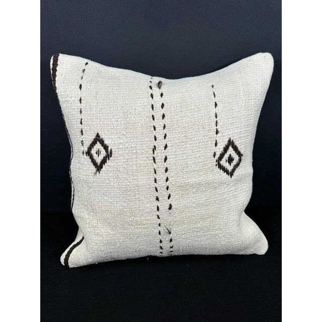 Turkish Hemp Pillow Cushion Natural Beige Brown Cushion Cover 20"x20" For Sale - Image 4 of 4