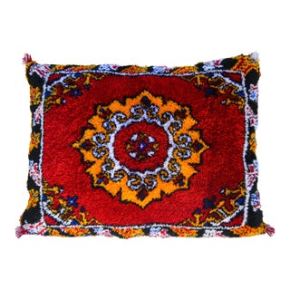 Mid 20th Century Moroccan Colorful Berber-Patterned Wool Pillow For Sale