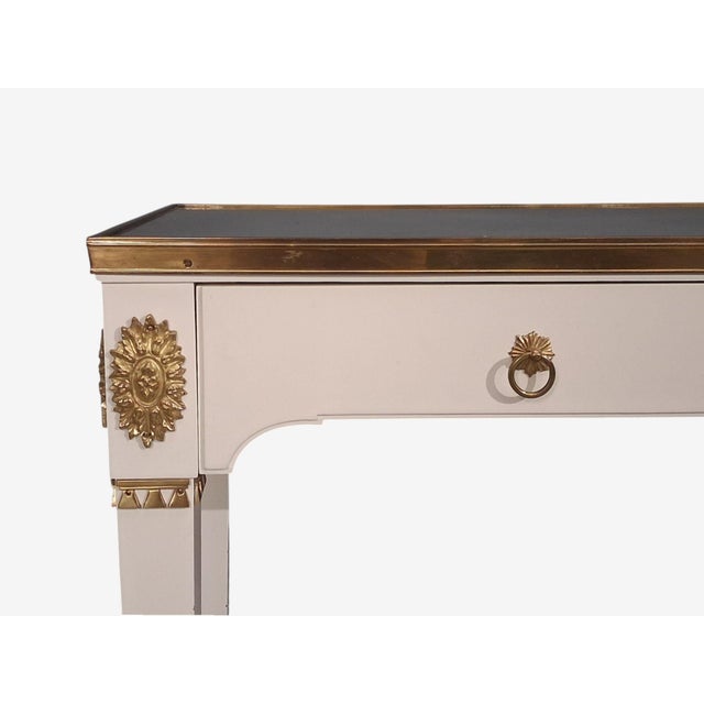 Maison Jansen Style, Console Table, White Painted Wood, Mirror, France, 1970s For Sale - Image 15 of 16